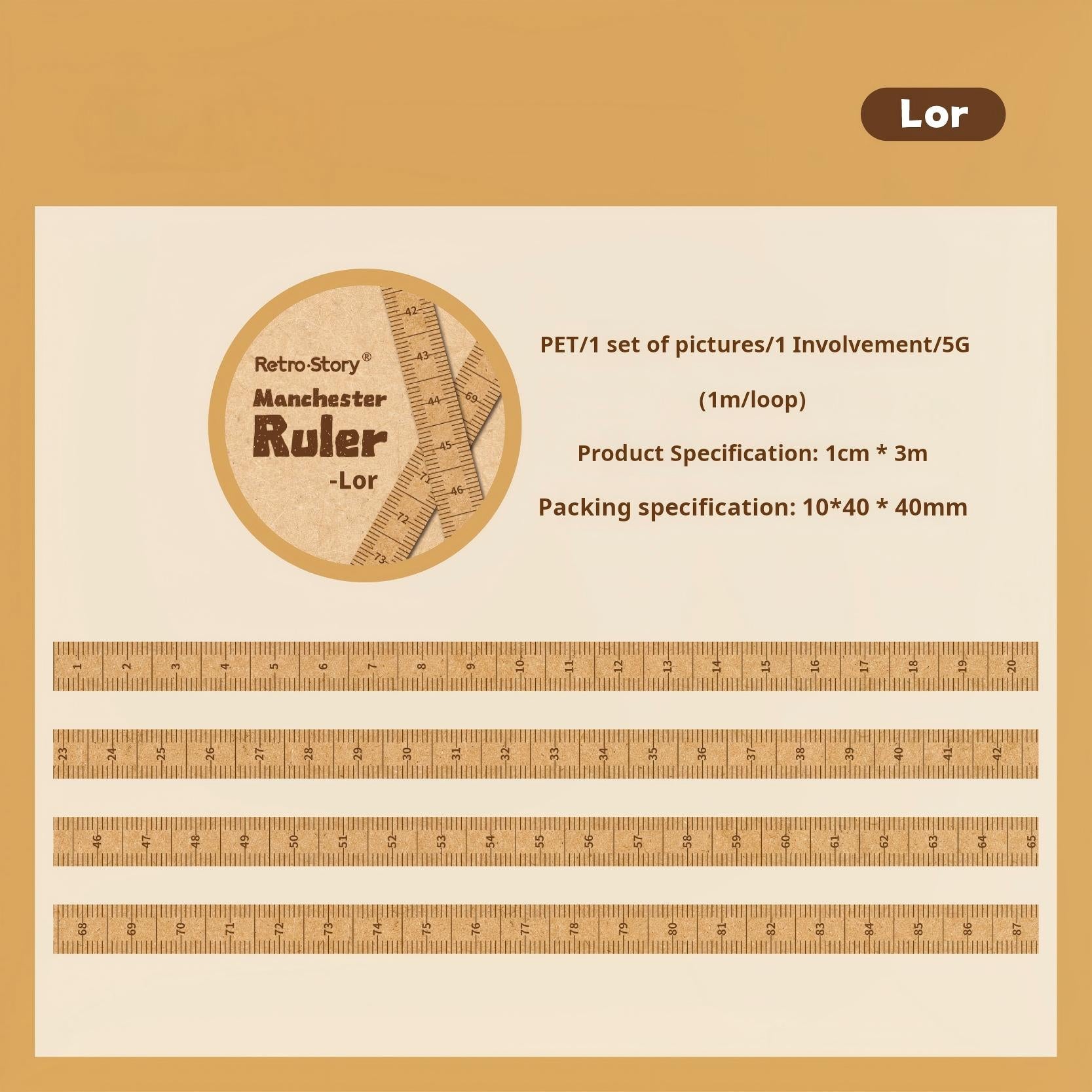 1112 Vintage ruler Washi Tape -1cm*3m