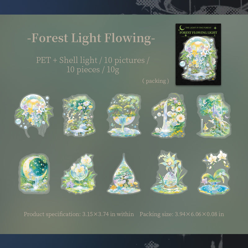 0914 Light in the forest PET Sticker -10Pcs each pack