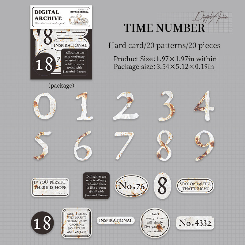 260316 Digital Archive cardstock Sticker -20Pcs each pack