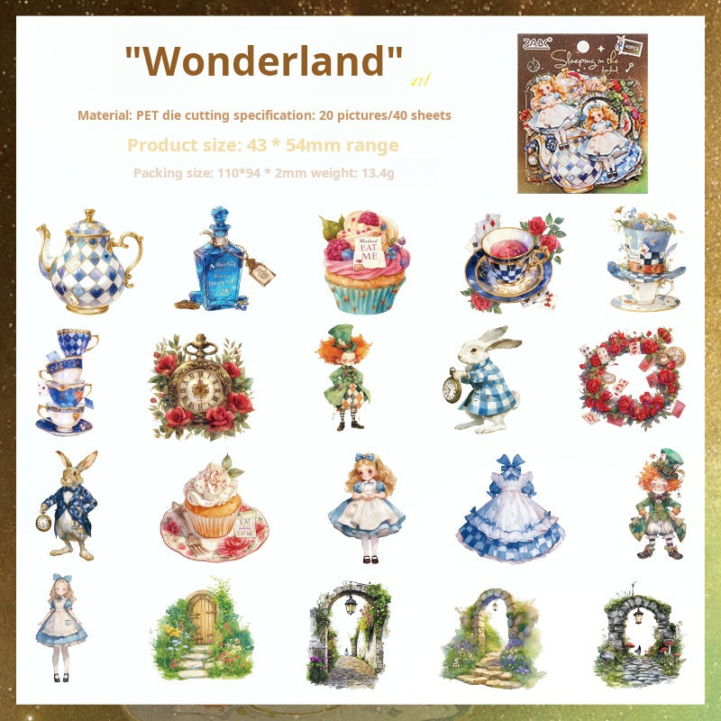 0619 Alice and the Little Prince PET Sticker -20Pcs each pack