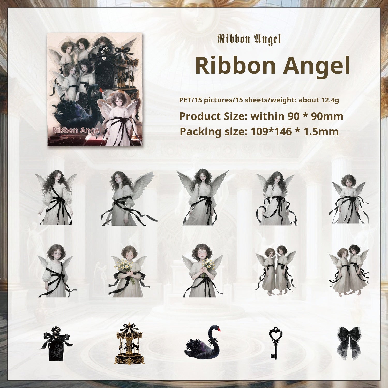 1101 Gothic character PET sticker -15Pcs each pack