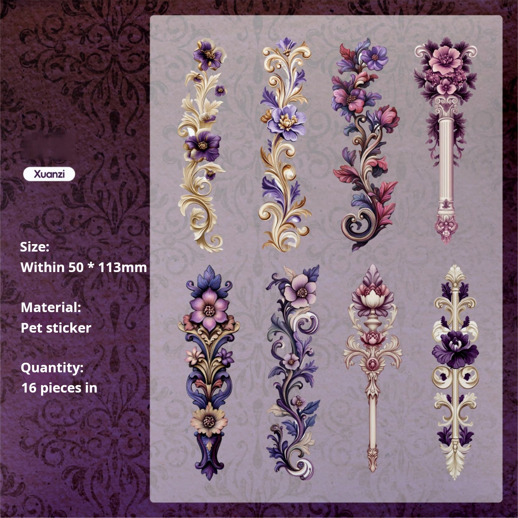 0530 Flourishing flowers PET Sticker -16cs each pack
