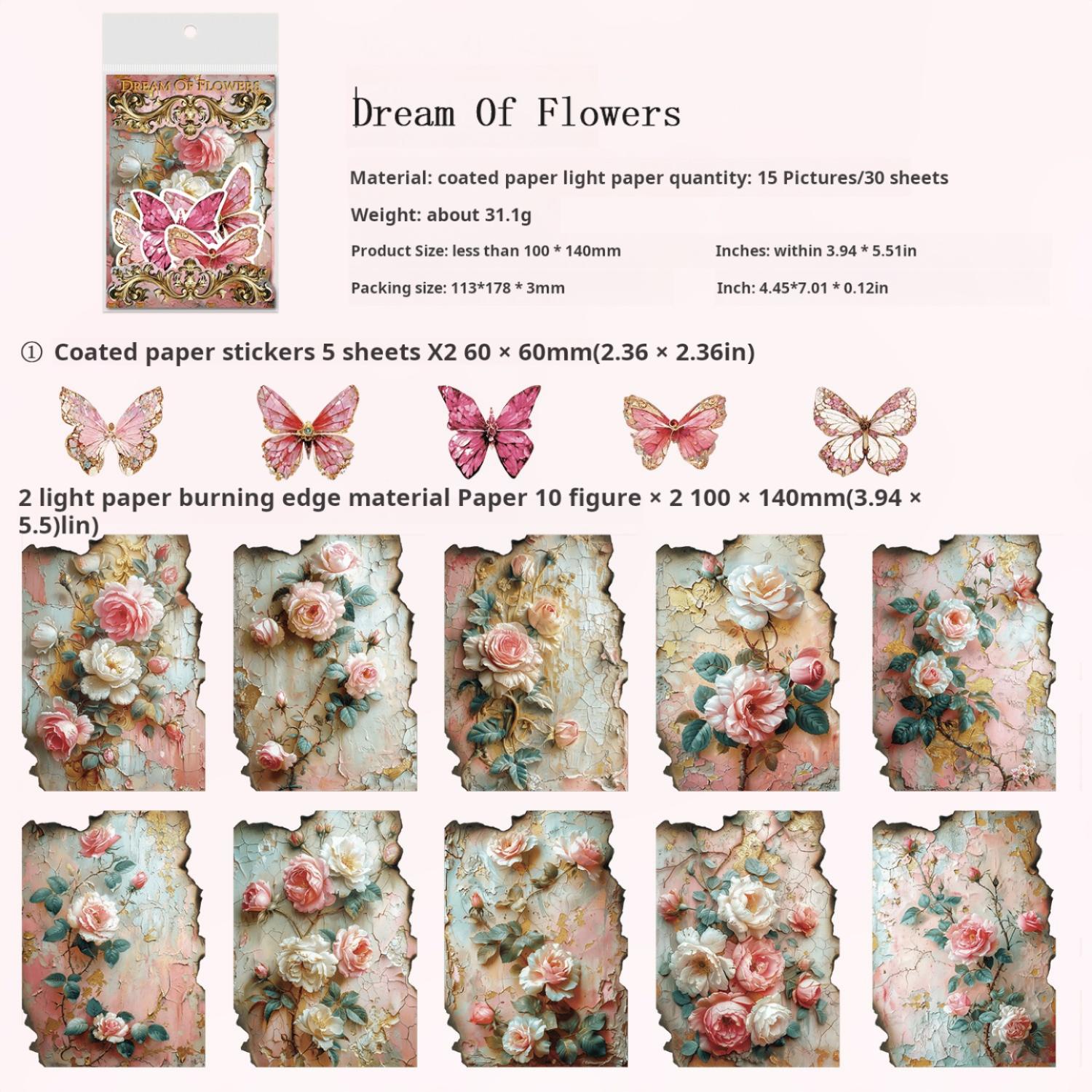 0530 Butterfly and flower Mixed pack -30Pcs each pack