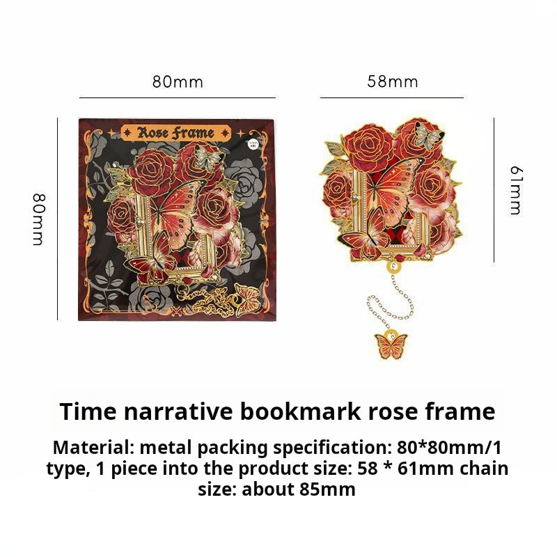 0728 Rose Metal Bookmark