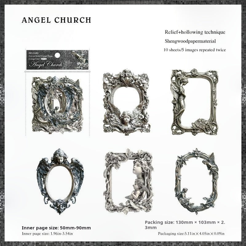 0531 Silver retro border Embossed die cut cardstock paper -10Pcs each pack