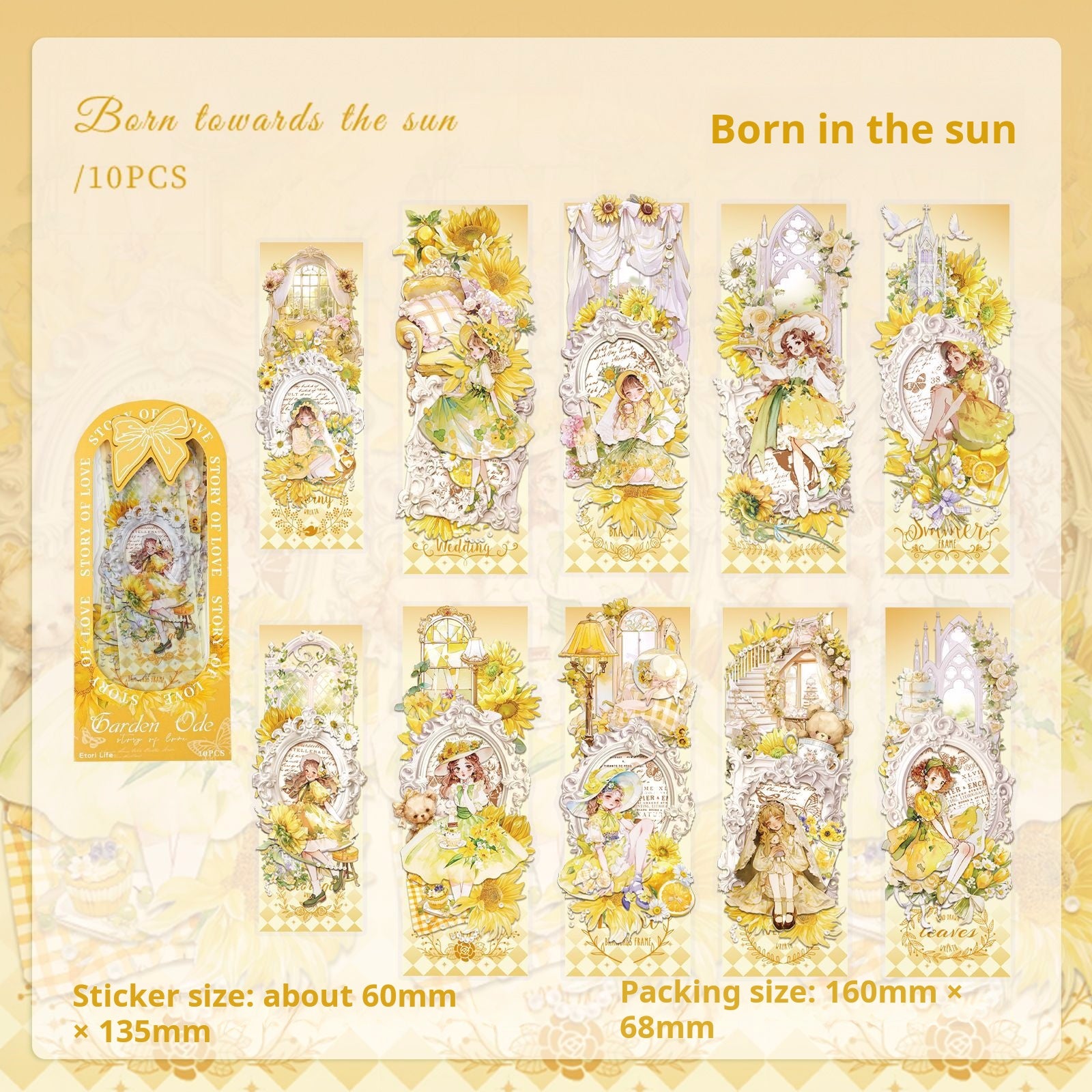 0530 Garden girl PET Sticker -10Pcs each pack