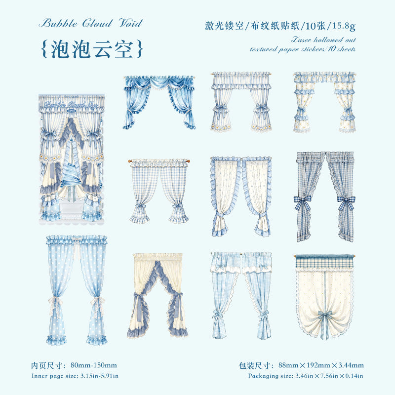 Vintage Curtain Paper Stickers -10Pcs each pack