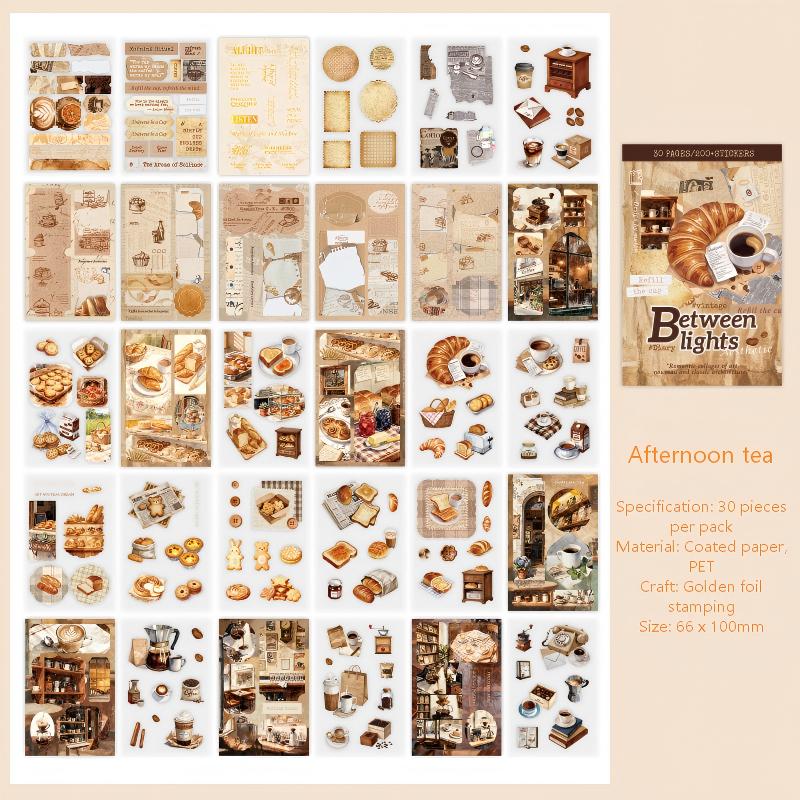 Vintage Between Lights Sticker Book (PET & Paper) -30Pcs each pack