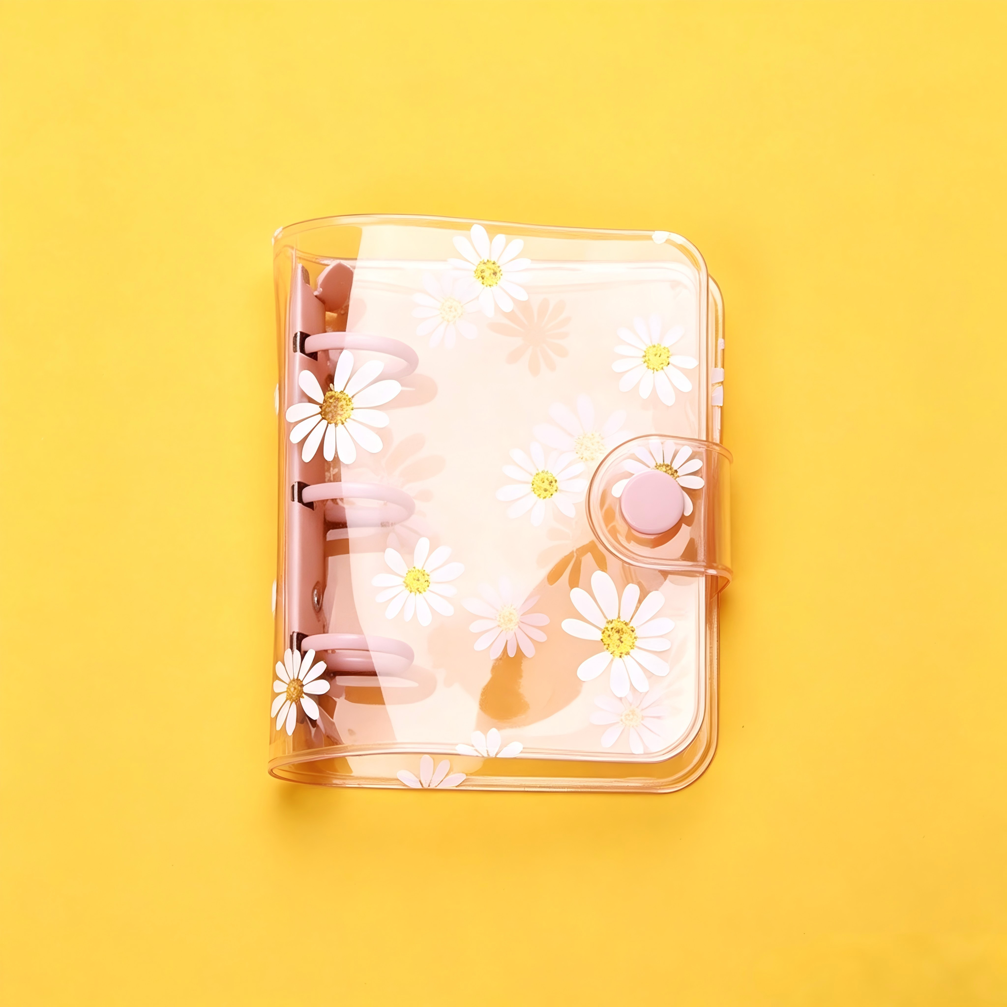 Mini Daisy clear binder with button *not contain insert pages