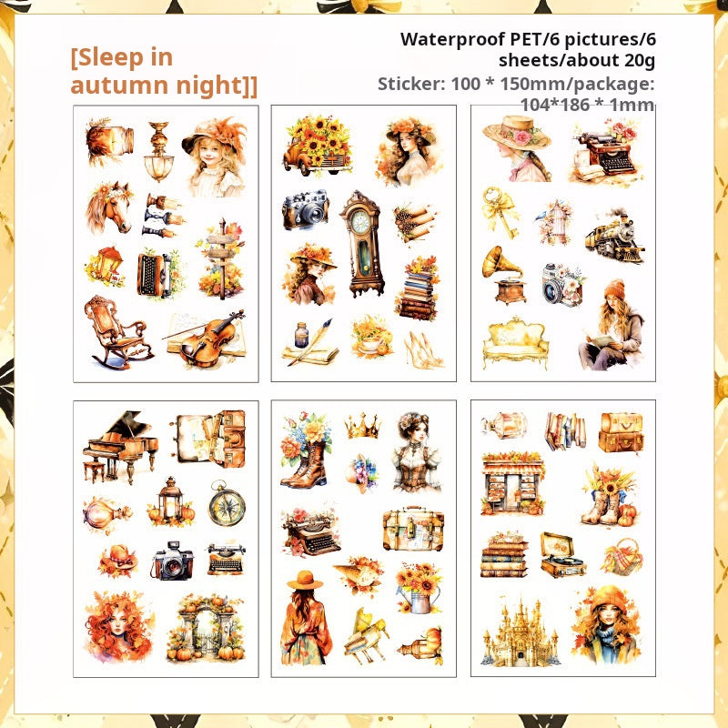 0611 Flower and girls PET precut sticker -6Pcs each pack