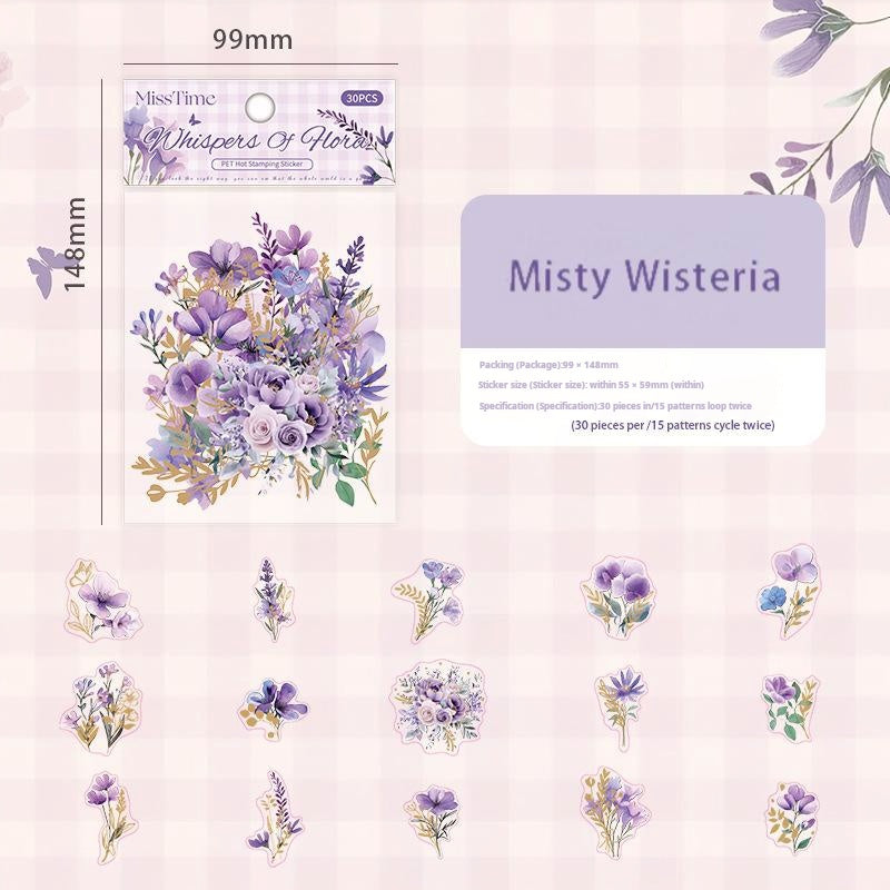 0603 Flowers PET sticker -30Pcs each pack