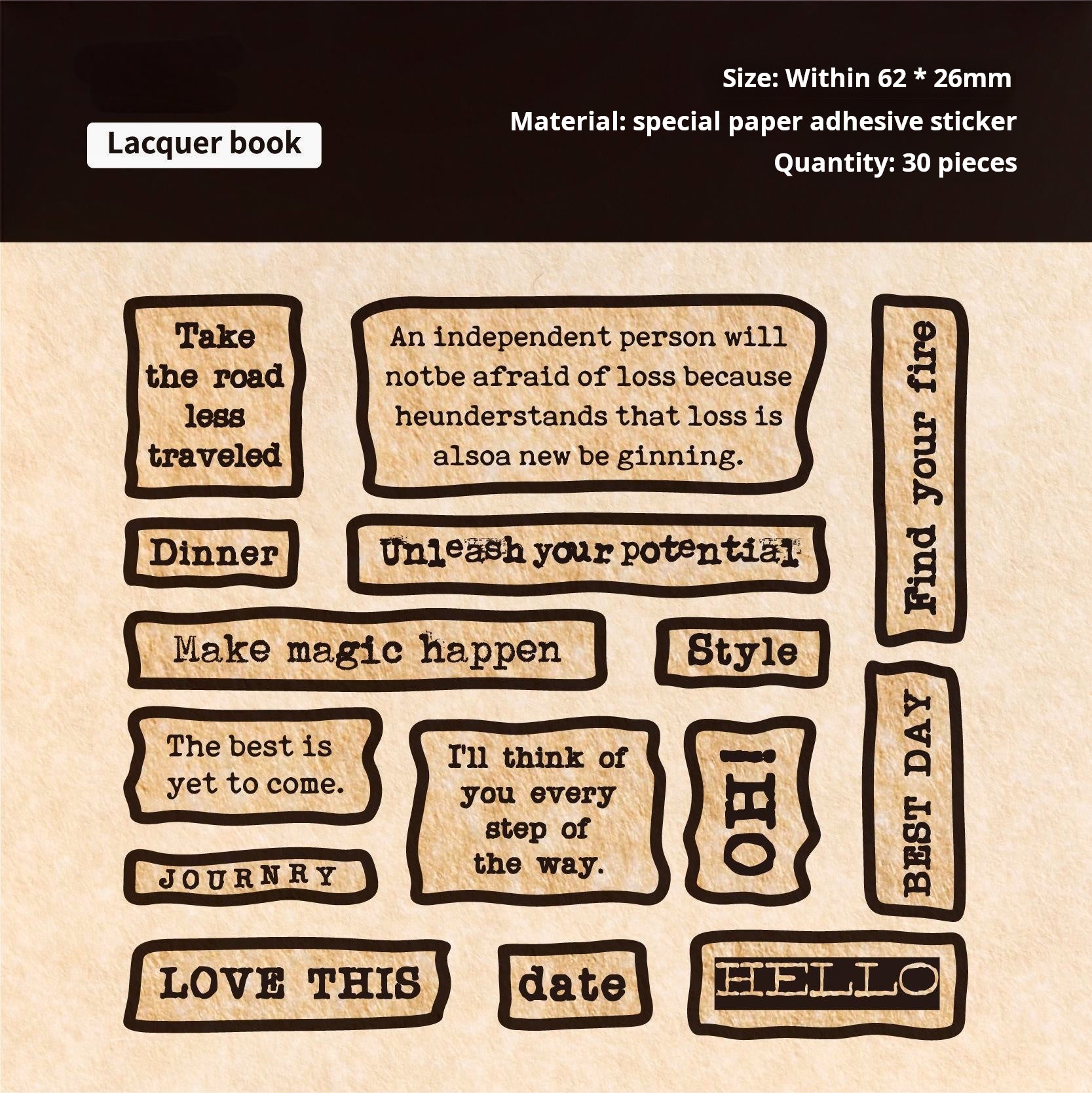 0514 English Paper Sticker -30Pcs each pack