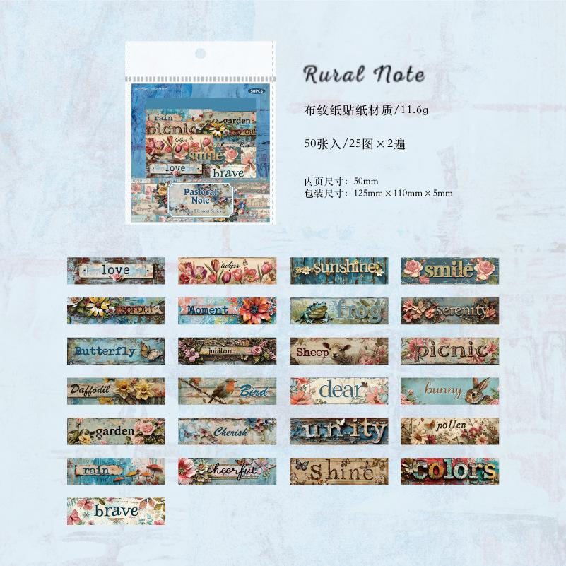 0615 Retro text Sticker -50Pcs each pack