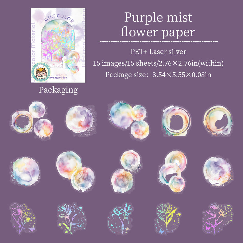 0513 Gilded Series PET Sticker -15Pcs each pack