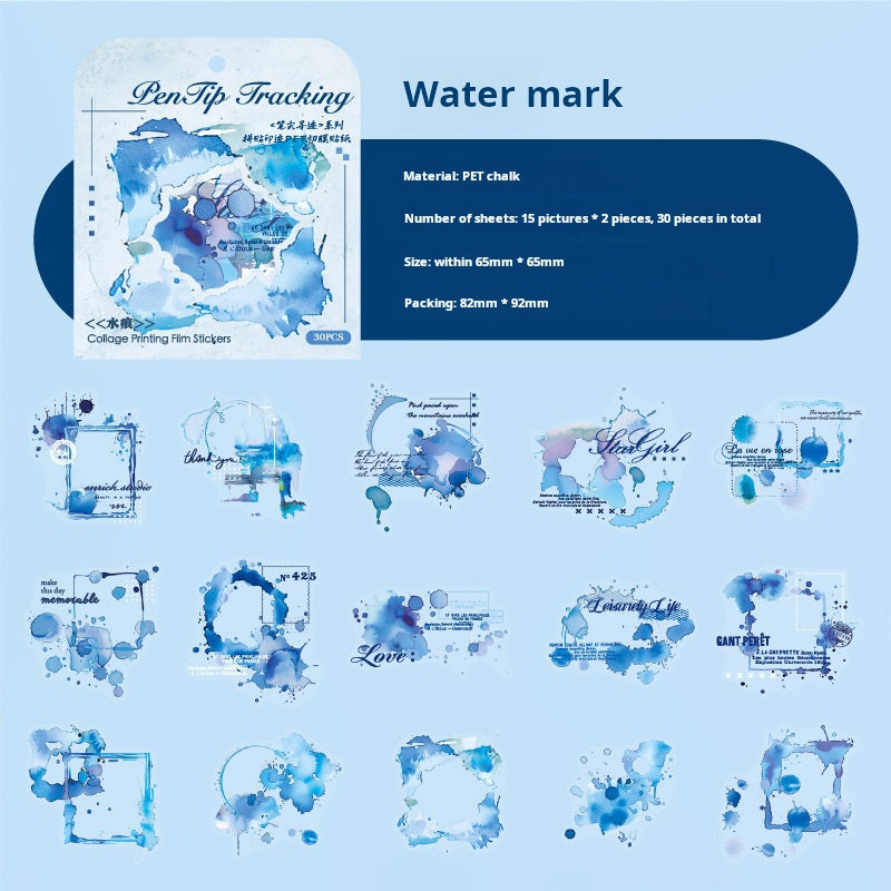 0520 Word and Ink PET Sticker -30Pcs each pack