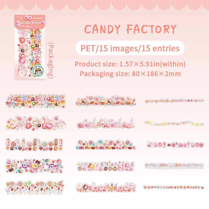 0513 Lovely Wonderful Collection PET Sticker -15Pcs each pack