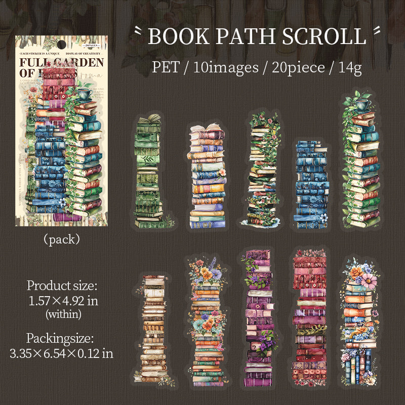 0517 Full garden of books Series PET Sticker -20Pcs each pack