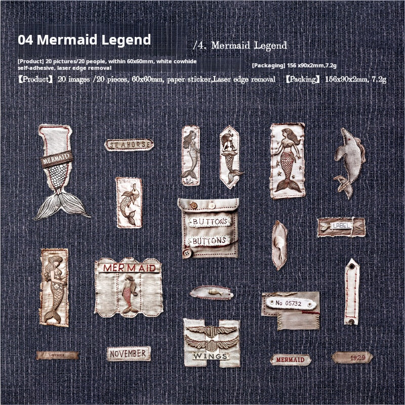 1027 Vintage cloth label sticker -20Pcs each pack