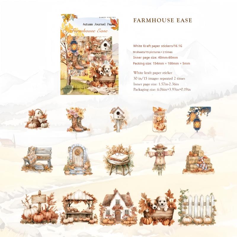 1018 Autumn forest cardstock sticker -30Pcs each pack