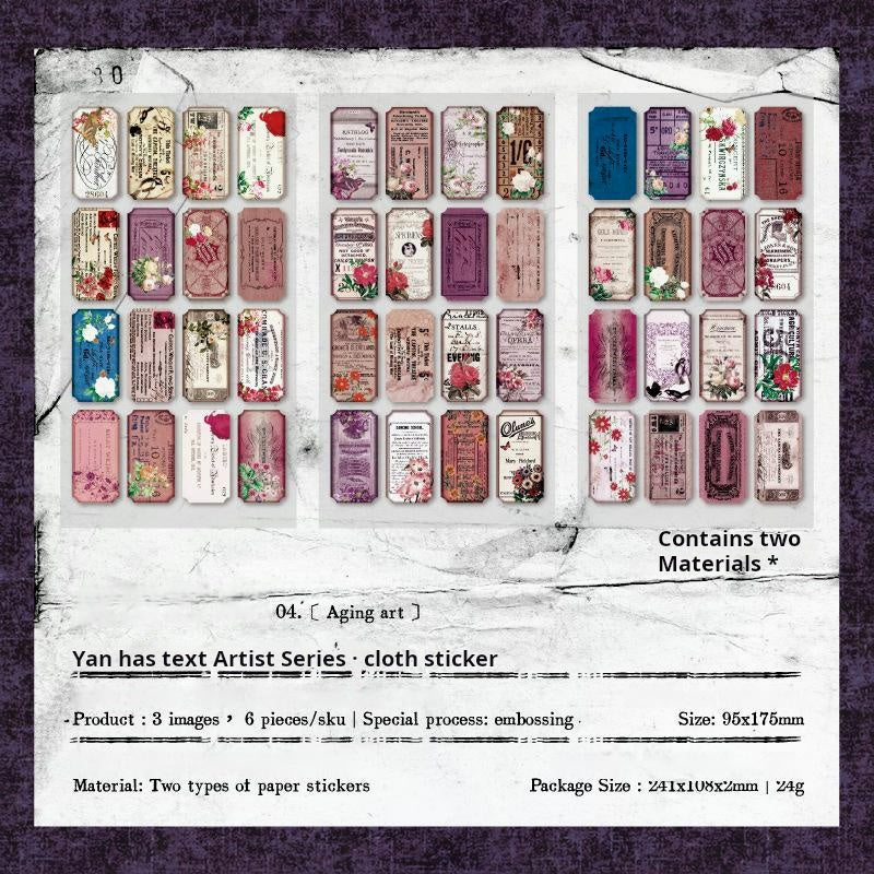 0830 Text label PET Sticker -6Pcs each pack