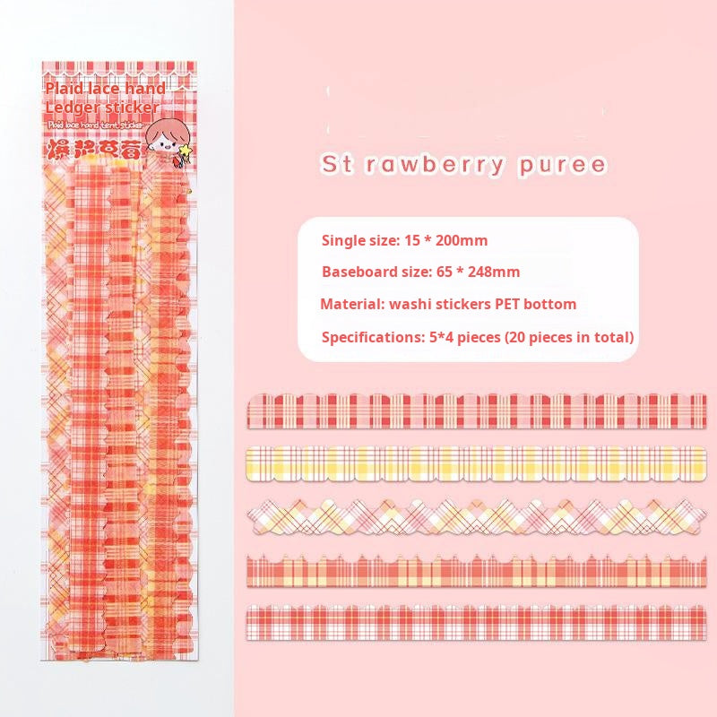 0622 Plaid lace Washi Stickers -20Pcs each pack