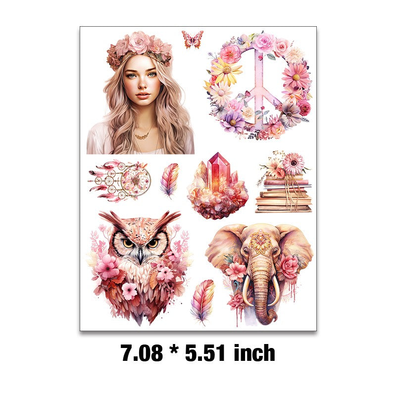 E-9- Bohemian Stickers Embossed sticker 1 Pcs