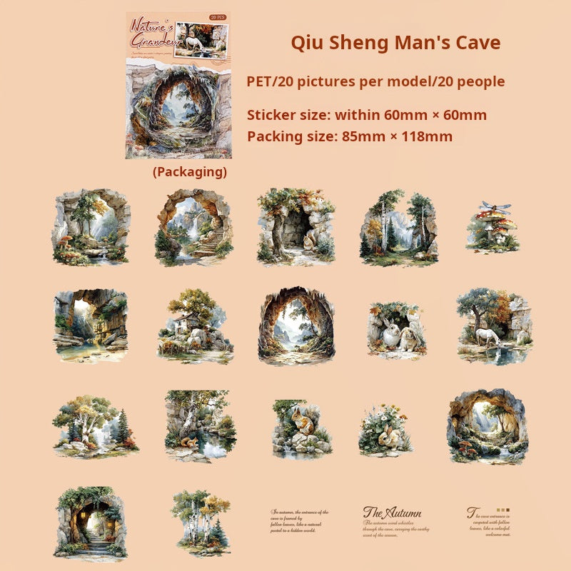 1028 Picturesque mountains and rivers PET sticker -20Pcs each pack