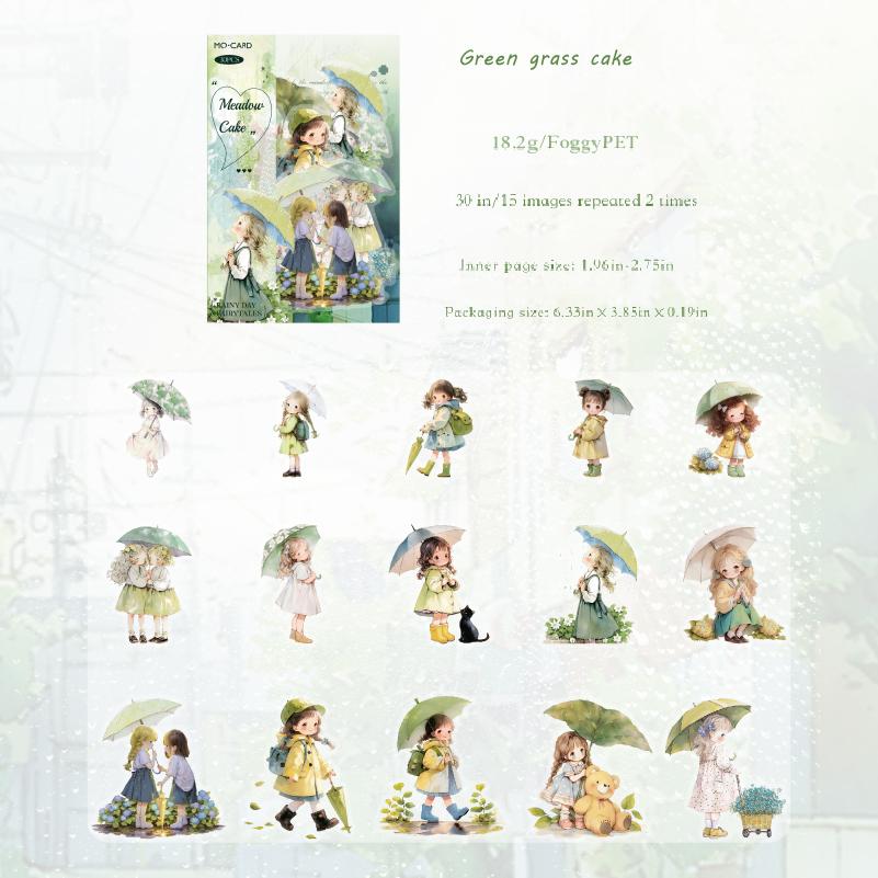 0920 Rainy season fairy tale PET Sticker -30Pcs each pack
