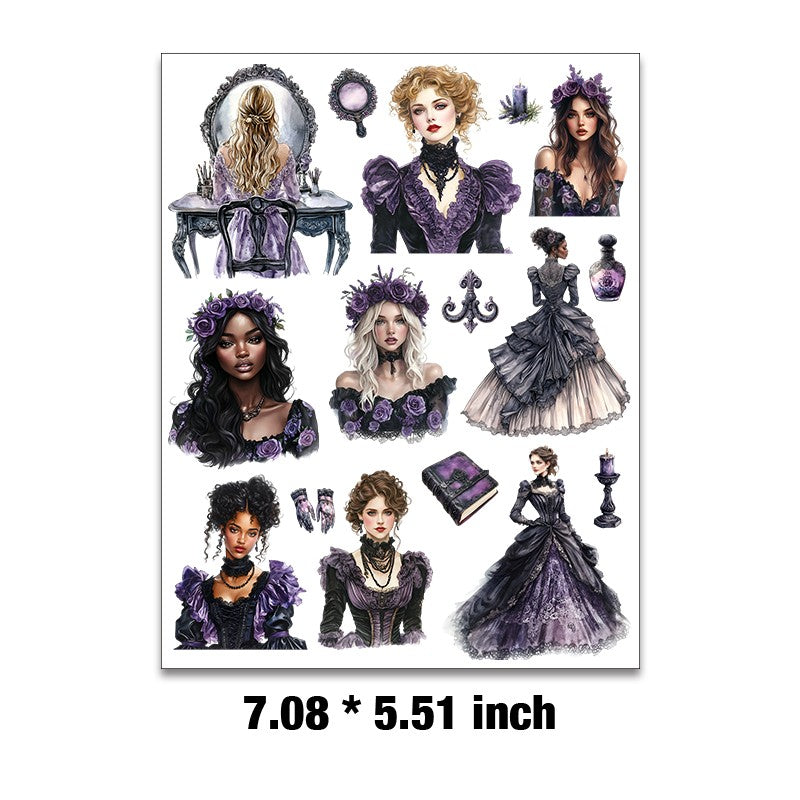 E-171- Gothic Girl Embossed sticker 1 Pcs