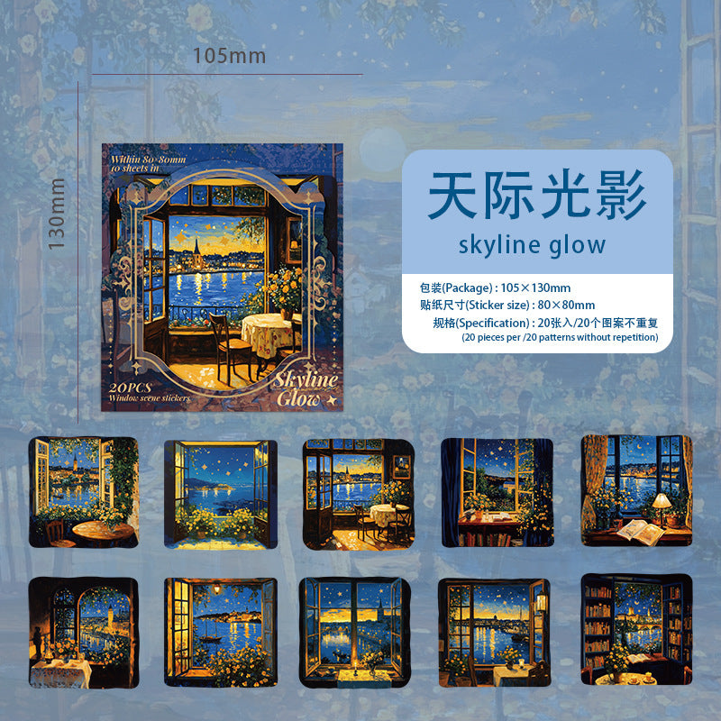 0514 Window scene journal Series PET Sticker -20Pcs each pack