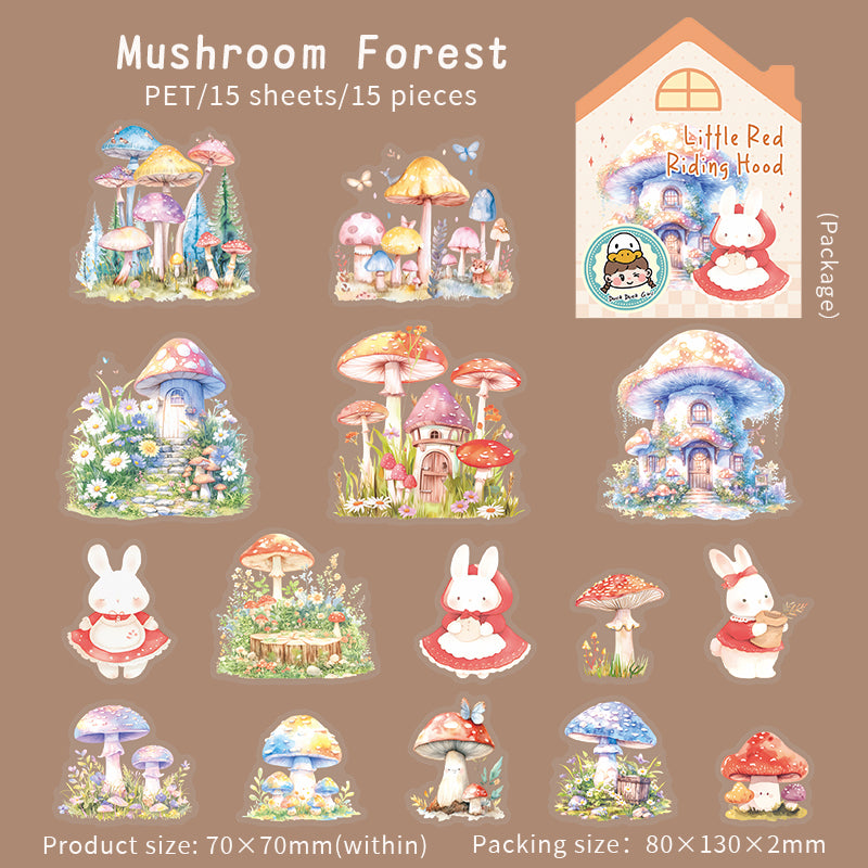 0512 Little Red Riding Hood Series PET Sticker -15Pcs each pack