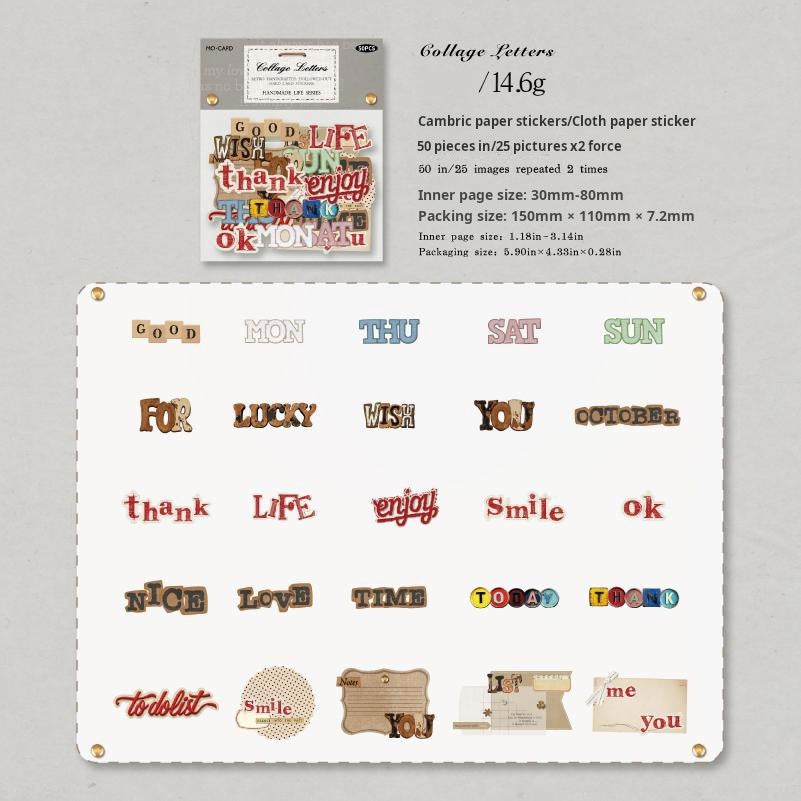 0920 Vintage die cut cardstock Sticker -50Pcs each pack