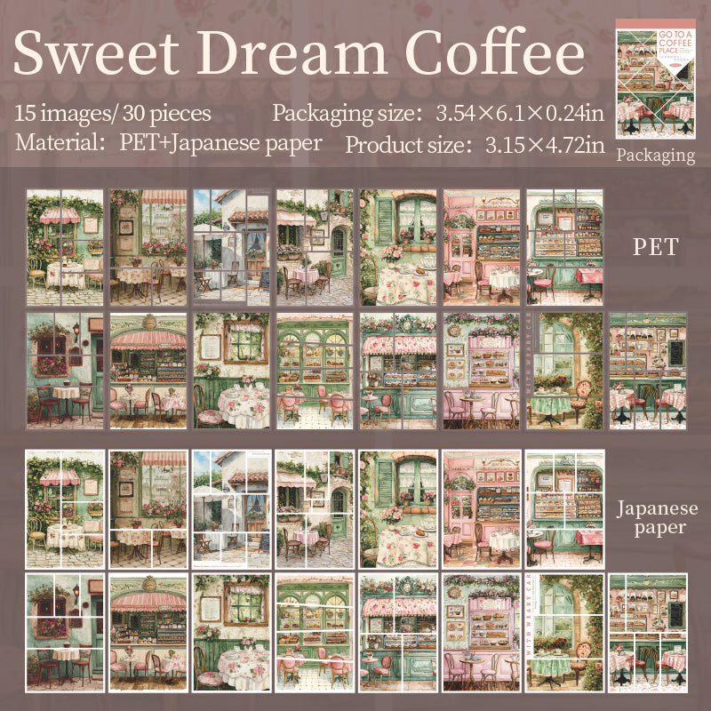 0517 Go to a Coffee place PET Sticker Book -30Pcs each pack