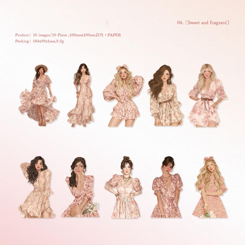 0803 Fashion Girl Solid Sticker -10Pcs each pack