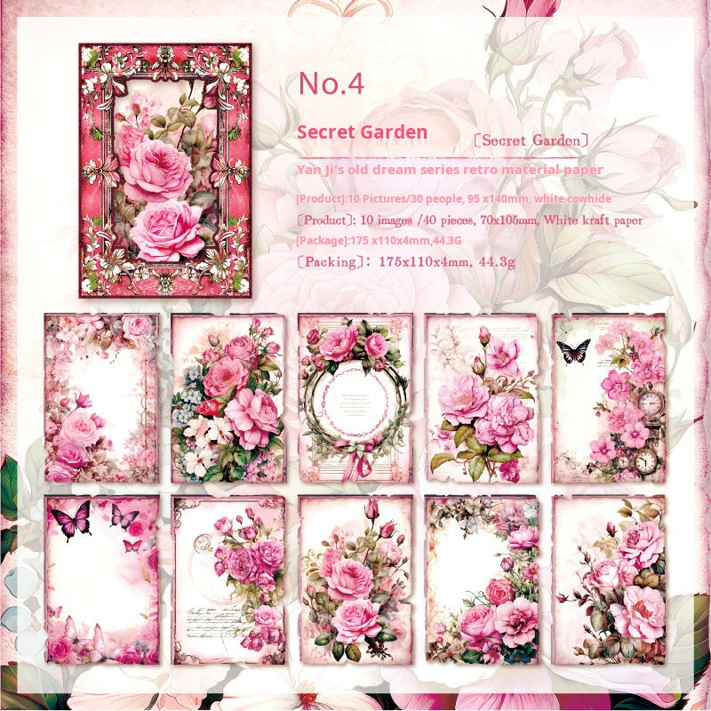 0625 Vintage Flowers Solid paper -30Pcs each pack