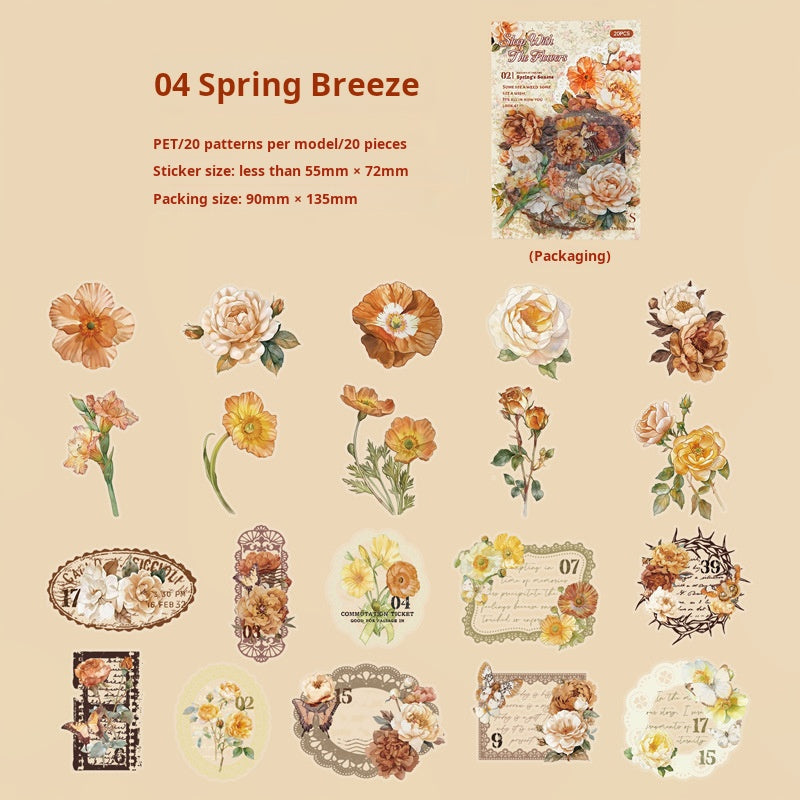 0530 Flowers PET Sticker -20Pcs each pack