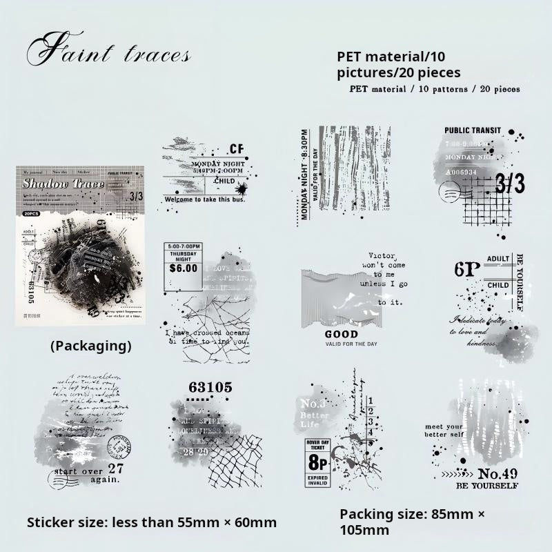 1113 Vintage PET sticker -20Pcs each pack
