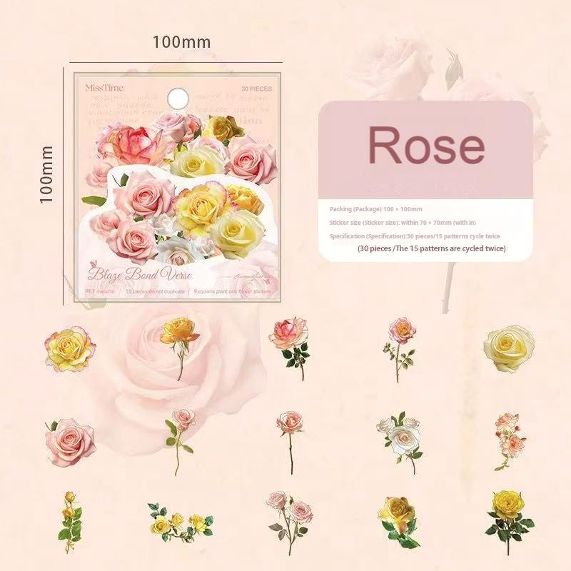 0621 Flower plant PET Sticker -30Pcs each pack