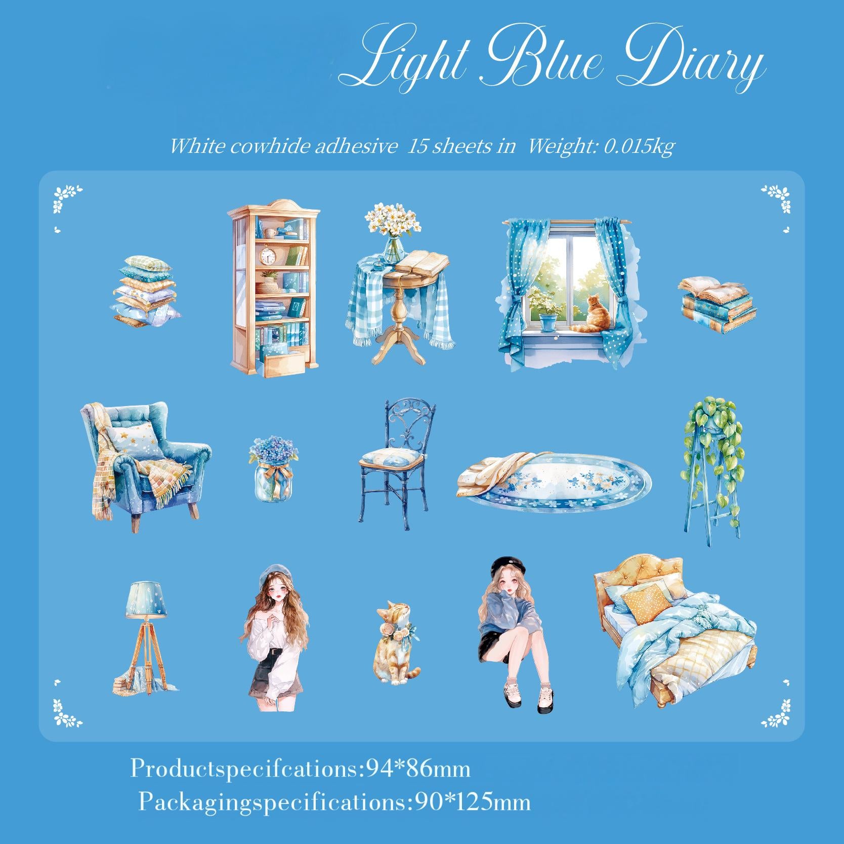 0826 Girl's home Solid Sticker -15Pcs each pack