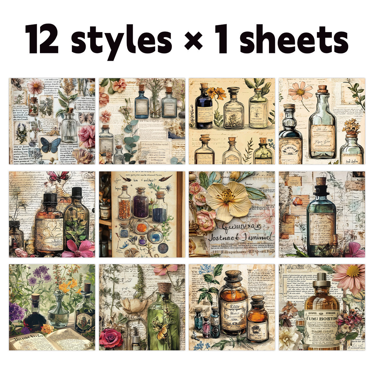 0804 Vintage Pharmacist background paper -12Pcs each pack