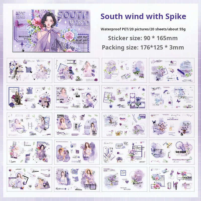 0629 Girls and flower PET pre-cut sticker Book -20Pcs each pack