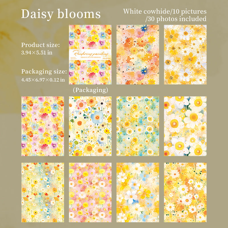 0826 Watercolor flowers Solid paper -30Pcs each pack