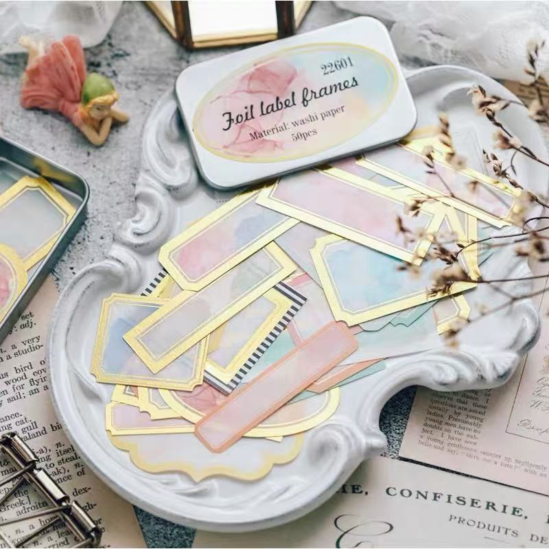 Coffee Stain Label Washi Stickers -50Pcs each pack
