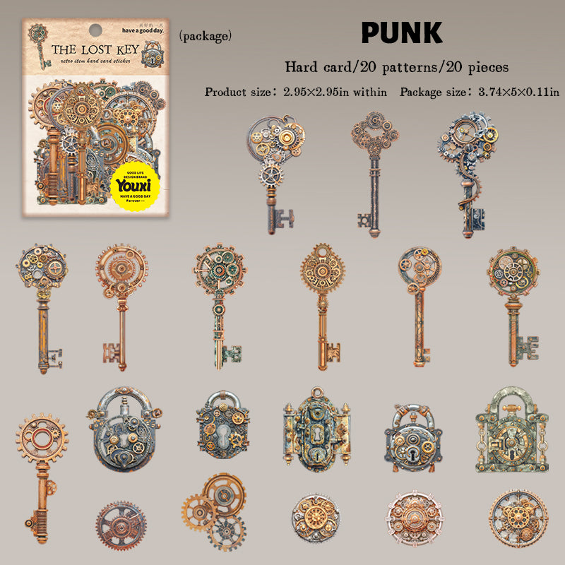 0807 Keys and locks cardstock Sticker -20Pcs each pack