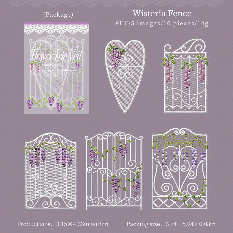 Flower Isle Veil PET Stickers -10Pcs each pack