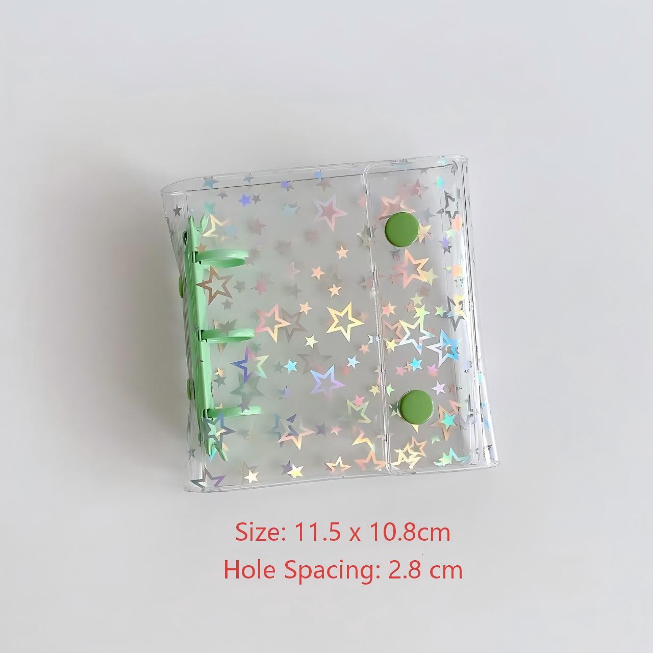A8 Laser Stars Clear Binder With Button *not contain insert pages