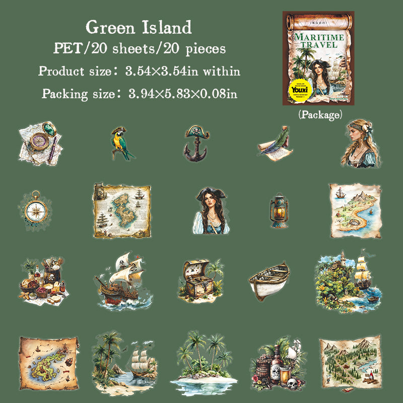 0529 Sailing trip PET Sticker -20Pcs each pack