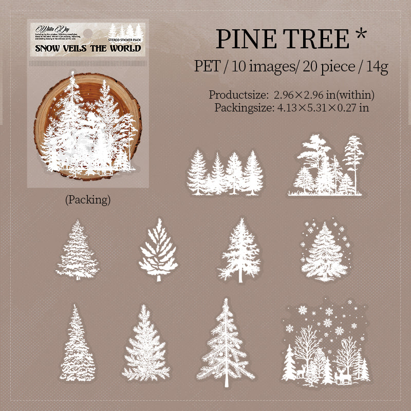 1129 Snow veils the world PET sticker -20Pcs each pack