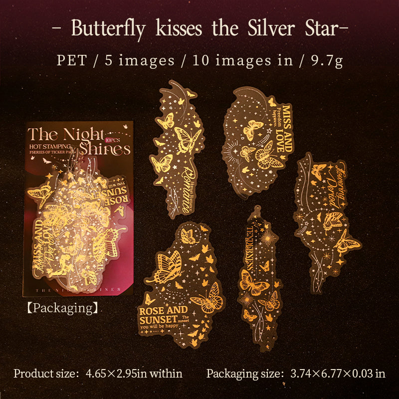 0926 The night shines PET Sticker -10Pcs each pack