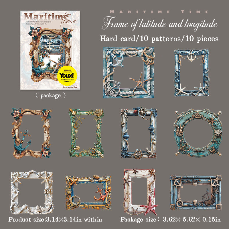 0708 Sailing time cardstock sticker -10Pcs each pack